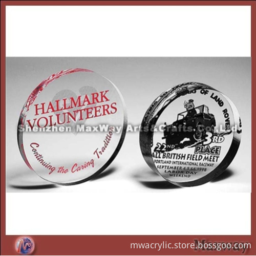 Transparent Circle Carving Custom Award Tophy